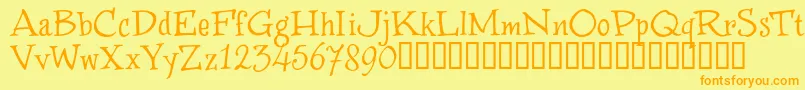 WinstnT-fontti – oranssit fontit keltaisella taustalla