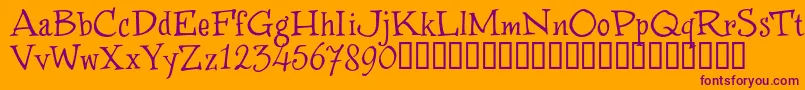 WinstnT-fontti – violetit fontit oranssilla taustalla