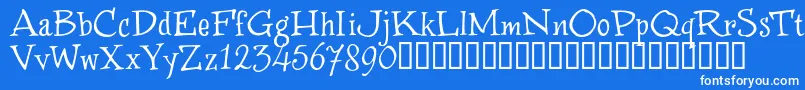 WinstnT-Schriftart – Weiße Schriften auf blauem Hintergrund