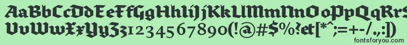 フォントBrokenscriptbold – 緑の背景に黒い文字