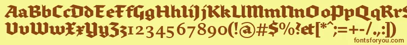 Saiba mais sobre a fonte Brokenscriptbold Fonte Brokenscriptbold – fontes marrons em um fundo amarelo