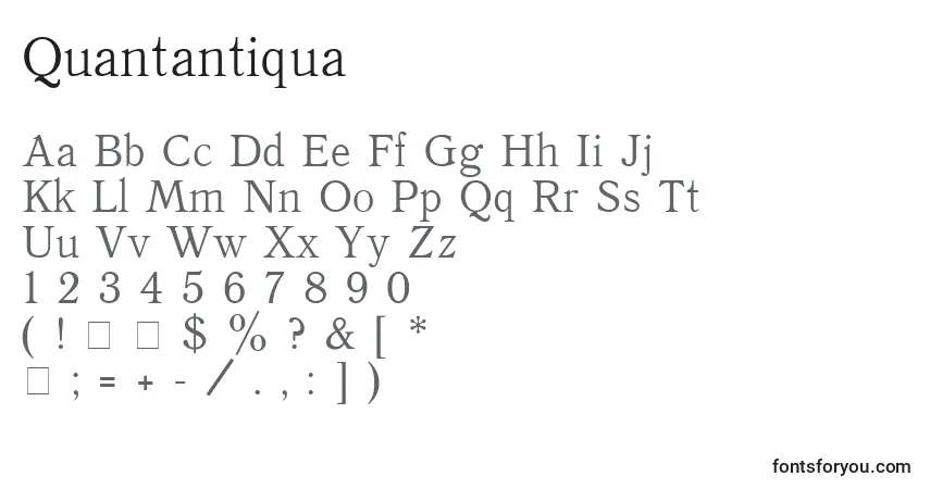 A fonte Quantantiqua – alfabeto, números, caracteres especiais
