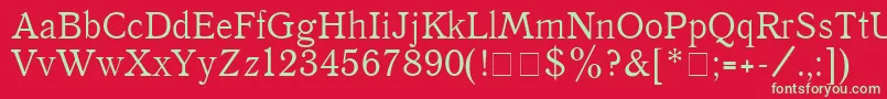 フォントQuantantiqua – 赤い背景に緑の文字