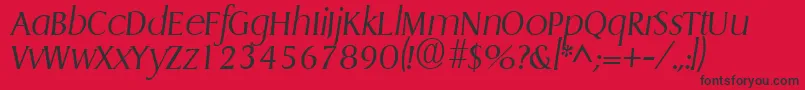 フォントGriffonlightItalic – 赤い背景に黒い文字