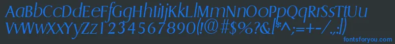 GriffonlightItalic-Schriftart – Blaue Schriften auf schwarzem Hintergrund