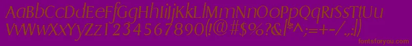 GriffonlightItalic-Schriftart – Braune Schriften auf violettem Hintergrund