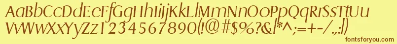 GriffonlightItalic-Schriftart – Braune Schriften auf gelbem Hintergrund