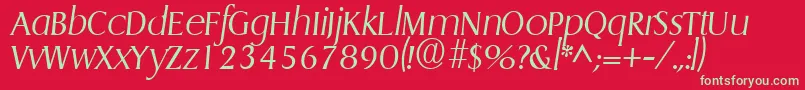 GriffonlightItalic-Schriftart – Grüne Schriften auf rotem Hintergrund