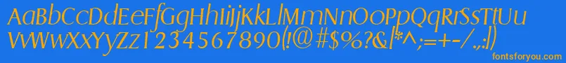 Fonte GriffonlightItalic – fontes laranjas em um fundo azul