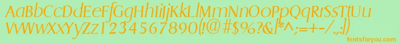 GriffonlightItalic-Schriftart – Orangefarbene Schriften auf grünem Hintergrund