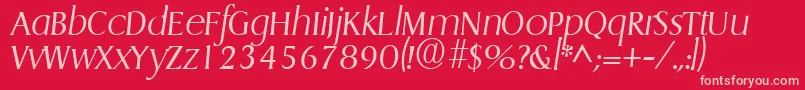 GriffonlightItalic-fontti – vaaleanpunaiset fontit punaisella taustalla