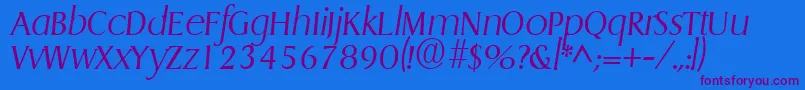 GriffonlightItalic-fontti – violetit fontit sinisellä taustalla