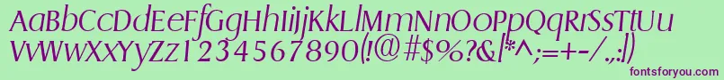 GriffonlightItalic-fontti – violetit fontit vihreällä taustalla