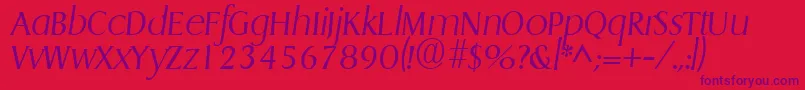 フォントGriffonlightItalic – 赤い背景に紫のフォント