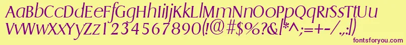 フォントGriffonlightItalic – 紫色のフォント、黄色の背景