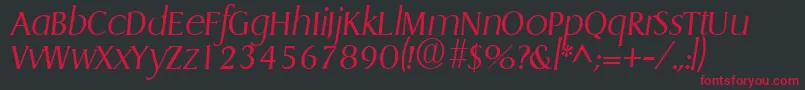 Fonte GriffonlightItalic – fontes vermelhas em um fundo preto