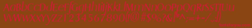 Fonte GriffonlightItalic – fontes vermelhas em um fundo marrom