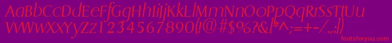 Fonte GriffonlightItalic – fontes vermelhas em um fundo violeta