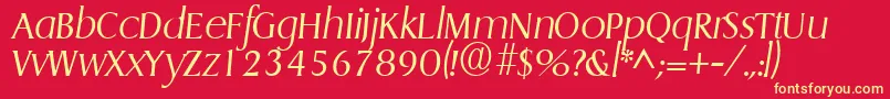 GriffonlightItalic-Schriftart – Gelbe Schriften auf rotem Hintergrund