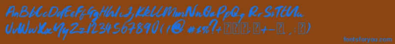 フォントYoungblood – 茶色の背景に青い文字