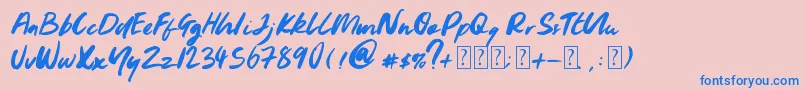 Youngblood Font – Blue Fonts on Pink Background