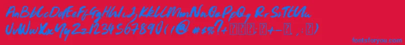 Youngblood Font – Blue Fonts on Red Background