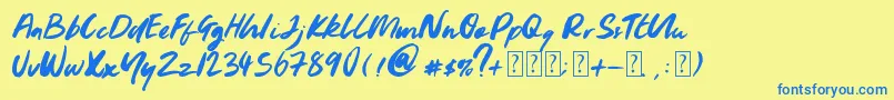 Youngblood Font – Blue Fonts on Yellow Background