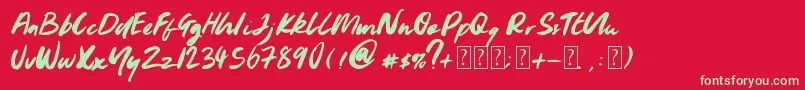 Youngblood Font – Green Fonts on Red Background