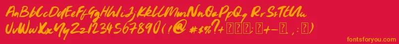 Fonte Youngblood – fontes laranjas em um fundo vermelho