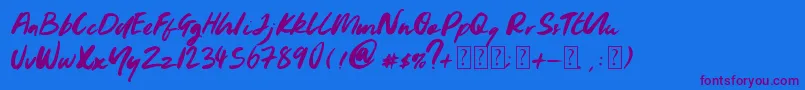 Youngblood Font – Purple Fonts on Blue Background