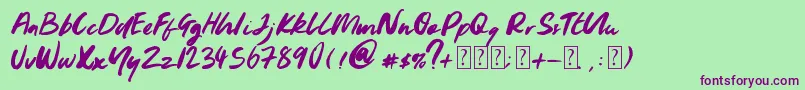 Youngblood Font – Purple Fonts on Green Background