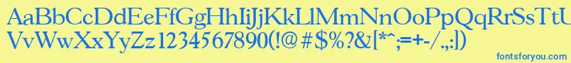 Czcionka GascogneserialRegular – niebieskie czcionki na żółtym tle