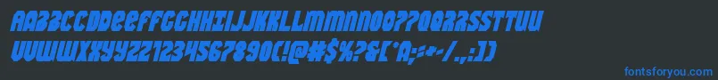 フォントWarnationboldital – 黒い背景に青い文字