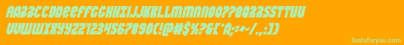 Warnationboldital Font – Green Fonts on Orange Background