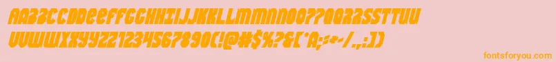 フォントWarnationboldital – オレンジの文字がピンクの背景にあります。