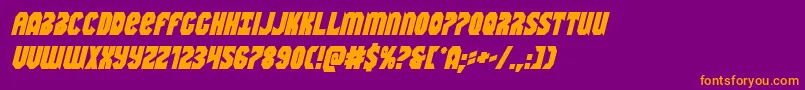 Warnationboldital-Schriftart – Orangefarbene Schriften auf violettem Hintergrund