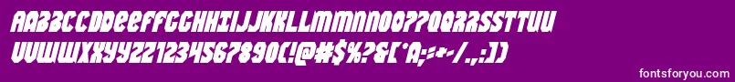 Warnationboldital-Schriftart – Weiße Schriften auf violettem Hintergrund