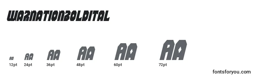 Warnationboldital Font Sizes