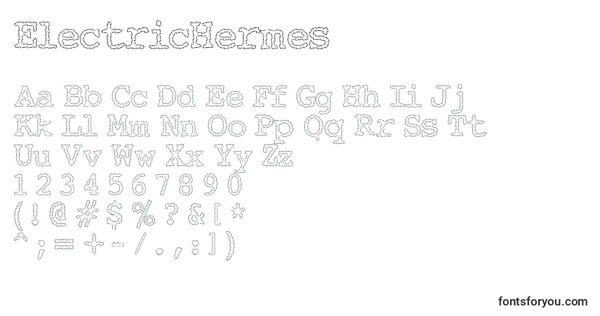 Czcionka ElectricHermes – alfabet, cyfry, specjalne znaki