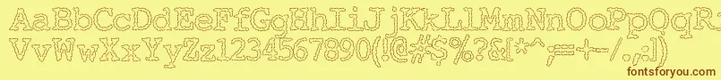 フォントElectricHermes – 茶色の文字が黄色の背景にあります。