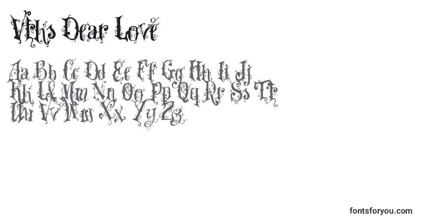 Schriftart Vtks Dear Love – Alphabet, Zahlen, spezielle Symbole
