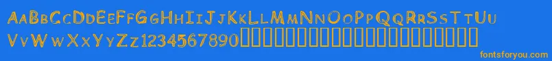 Children Font – Orange Fonts on Blue Background
