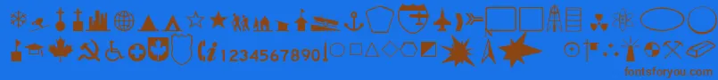 DeedaThin-Schriftart – Braune Schriften auf blauem Hintergrund