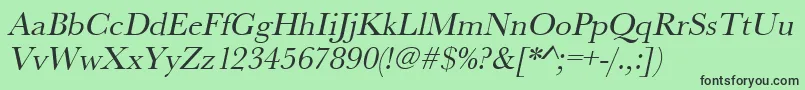 UrwbaskertOblique-Schriftart – Schwarze Schriften auf grünem Hintergrund