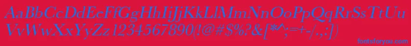 フォントUrwbaskertOblique – 赤い背景に青い文字