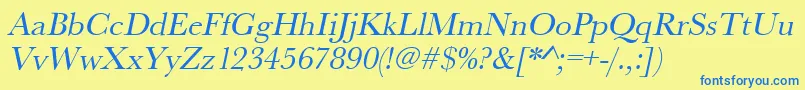 UrwbaskertOblique Font – Blue Fonts on Yellow Background