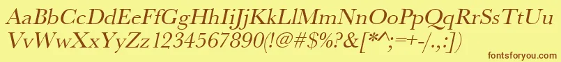 UrwbaskertOblique Font – Brown Fonts on Yellow Background