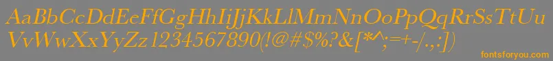 フォントUrwbaskertOblique – オレンジの文字は灰色の背景にあります。