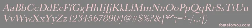 フォントUrwbaskertOblique – 灰色の背景にピンクのフォント
