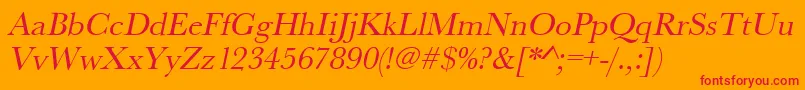 Fonte UrwbaskertOblique – fontes vermelhas em um fundo laranja